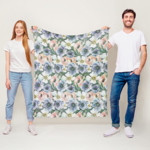 Cobertor De Velo Suave floral pastel em aquarela