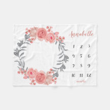 Suave Pink Blush Floral Wreath Baby Girl Milestone