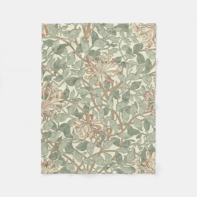 Cobertor De Velo Suave Verde Vintage William Morris Honeysuckle (Frente)