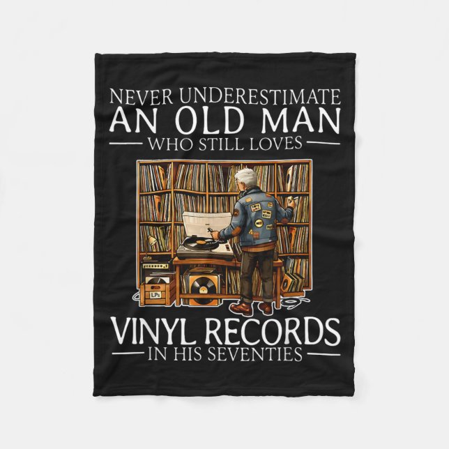 Cobertor De Velo Subestimar um velho que ama discos de vinil (Frente)