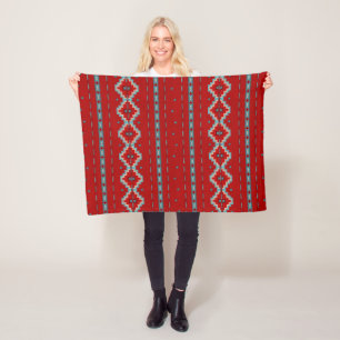 Cobertor De Velo Sudoeste de Mesas Vermelhas e Turquesas Pequenas