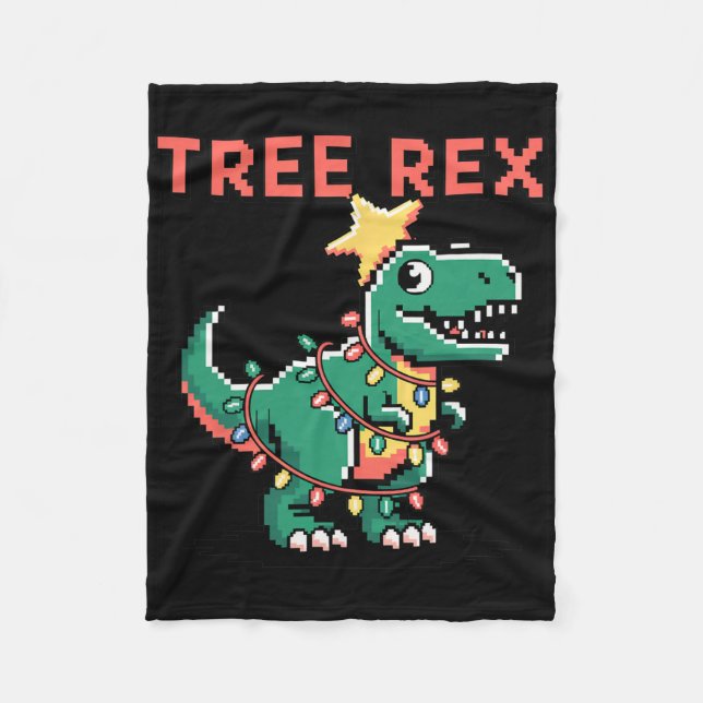Cobertor De Velo Suéter de Natal Feio de T-Rex Dinossauro de Natal (Frente)