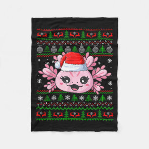 Cobertor De Velo Suéter feio de Natal Axolotl Santa Cabeça de Axolo