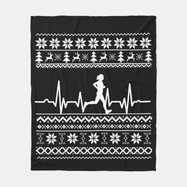 Cobertor De Velo Suéter feio de Natal correndo (Frente)