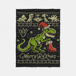 Cobertor De Velo Suéter Feio de Natal de Dinossauro - Natal Diverti
