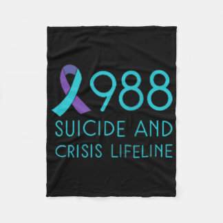 Cobertor De Velo Suicide Prevention 988 - Suicide Awareness - Black