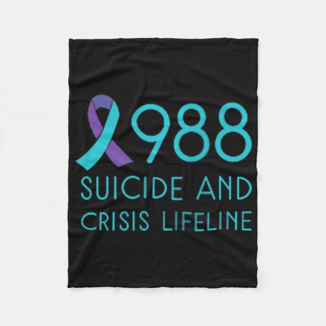Cobertor De Velo Suicide Prevention 988 - Suicide Awareness - Black (Frente)