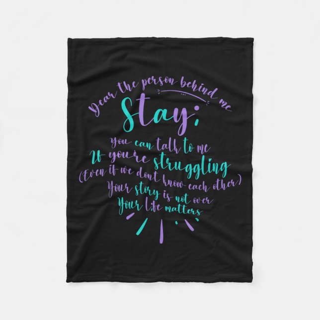 Cobertor De Velo Suicide Prevention Advocate Person Behind The Caus (Frente)