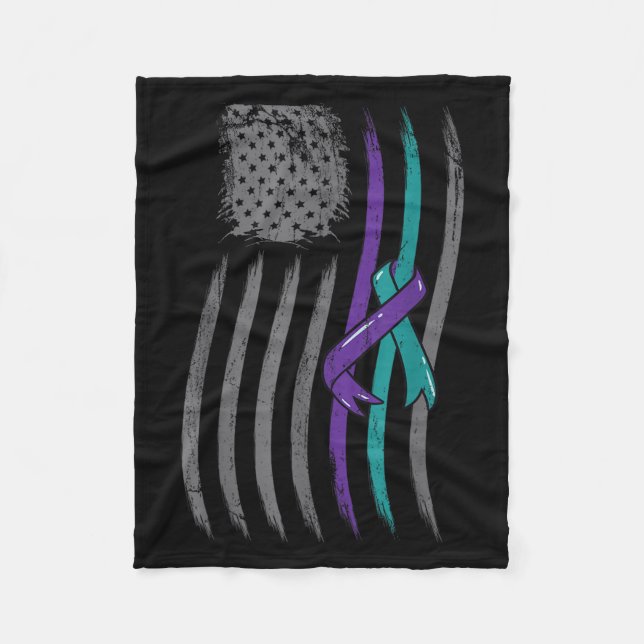 Cobertor De Velo Suicide Prevention American Flag Purple Awareness  (Frente)