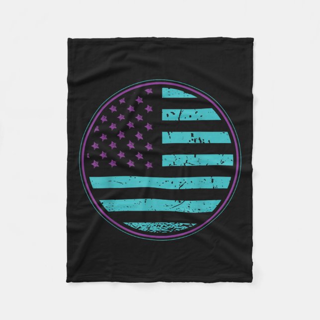 Cobertor De Velo Suicide Prevention American Flag Wear Teal Purple  (Frente)