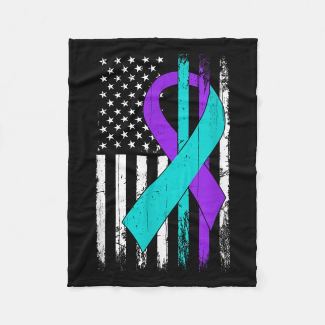 Cobertor De Velo Suicide Prevention Awareness American Flag  (Frente)