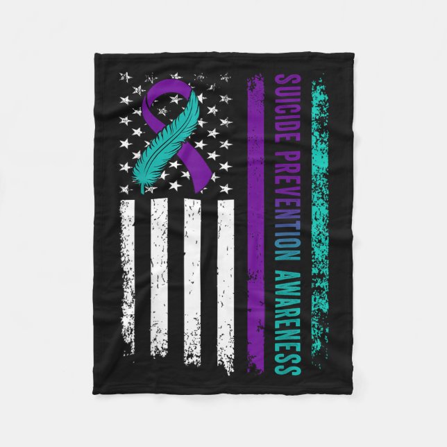 Cobertor De Velo Suicide Prevention Awareness American Flag Ribbon  (Frente)