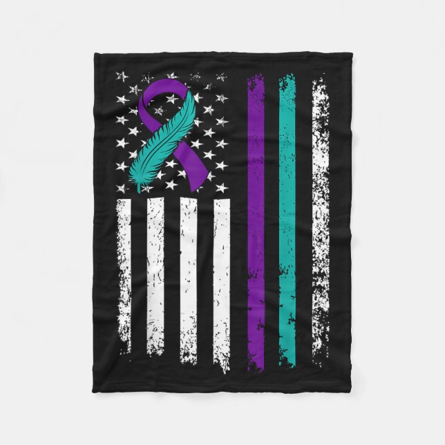 Cobertor De Velo Suicide Prevention Awareness American Flag Ribbon  (Frente)