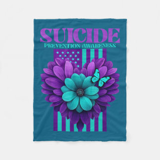 Cobertor De Velo Suicide Prevention Awareness Usa Flag 
