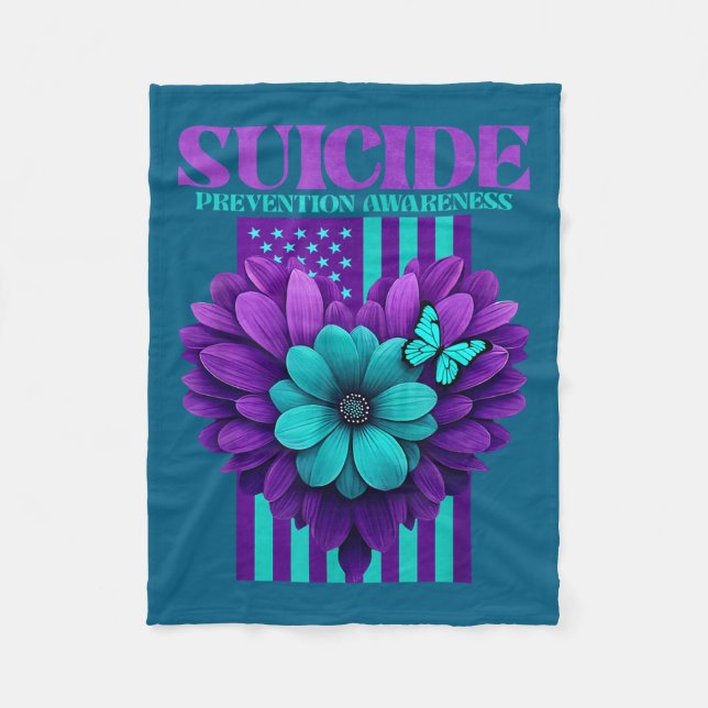 Cobertor De Velo Suicide Prevention Awareness Usa Flag  (Frente)