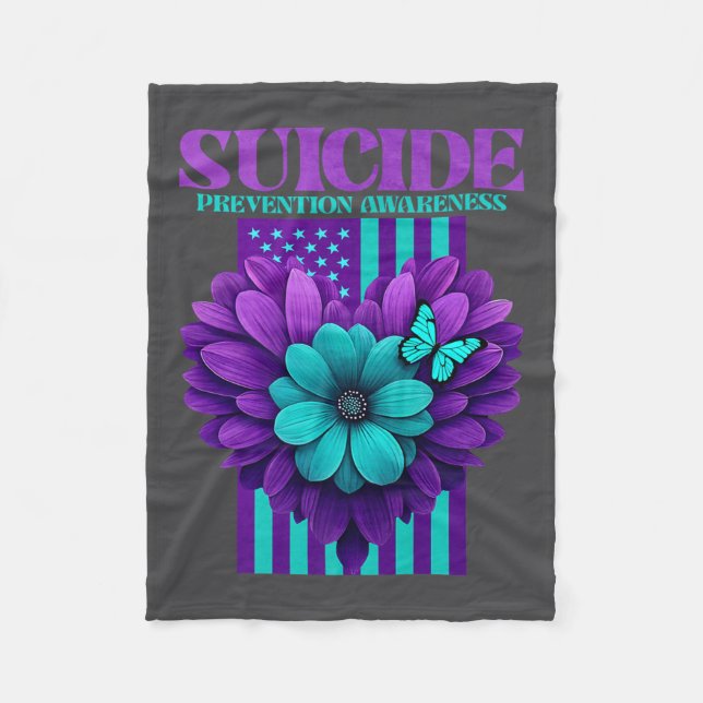 Cobertor De Velo Suicide Prevention Awareness Usa Flag Premium  (Frente)