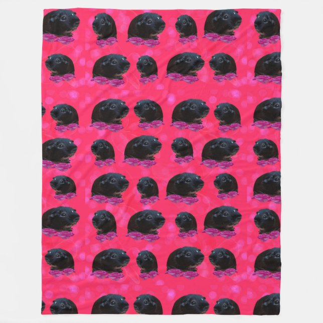 Cobertor De Velo Suínos Pretos Em Rosas Rosa Bonito (Frente)