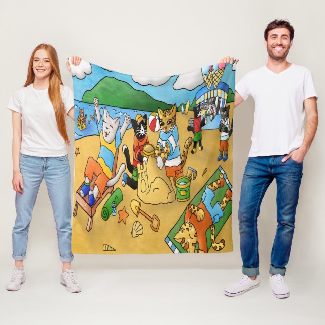 Cobertor De Velo Summer Beach Cats (In Situ)