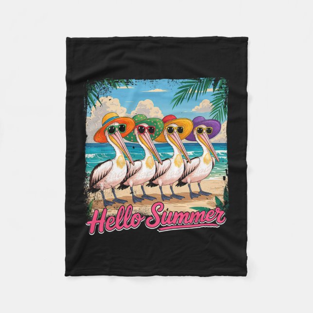 Cobertor De Velo Summer Vacation Costume Group Pelicans Sungles On  (Frente)