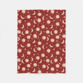 Cobertor De Velo Sun e lua no vermelho