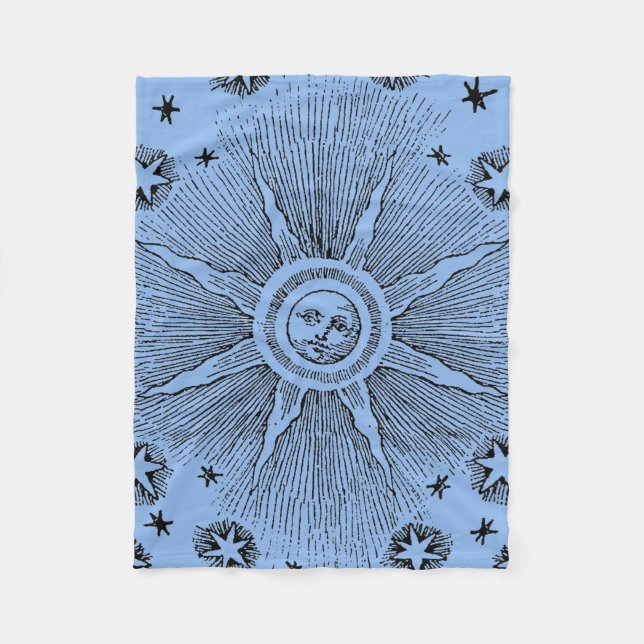 Cobertor De Velo Sun Stars Antiguamente Night Sky Medieval Zodieval (Frente)