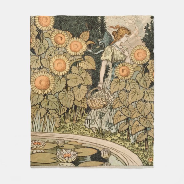 Cobertor De Velo Sunflower Art Nouveau Garden Grasset Woman (Frente)