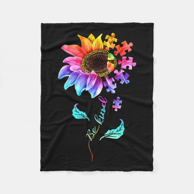 Cobertor De Velo Sunflower Be Kind Quebra-cabeça Piece Autismo Sens (Frente)