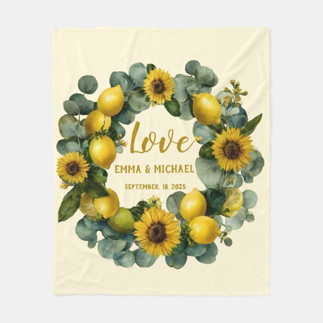 Cobertor De Velo Sunflower Lemon Wreath Love Design (Frente)