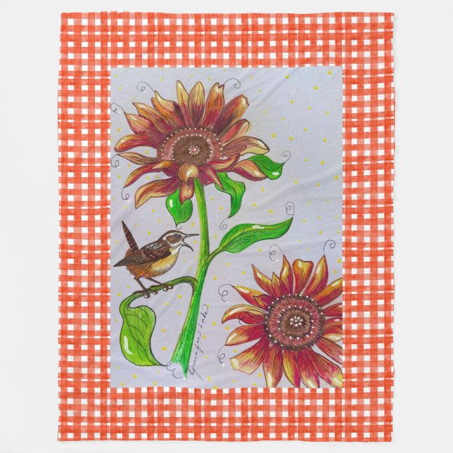 Cobertor De Velo Sunflower Wren Blanket (Frente)