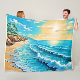 Cobertor De Velo Sunlit Beach Waves Design