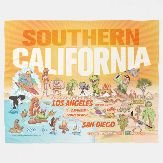 Cobertor De Velo Sunny Southern California Sherpa Blanket (Frente (Horizontal))