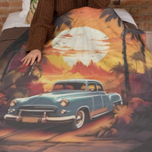 Cobertor De Velo Sunset de carro vintage - Presente para os pavimen