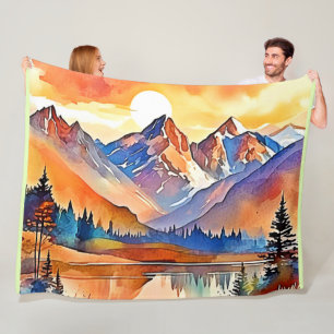 Cobertor De Velo Sunset Mountain Art Design