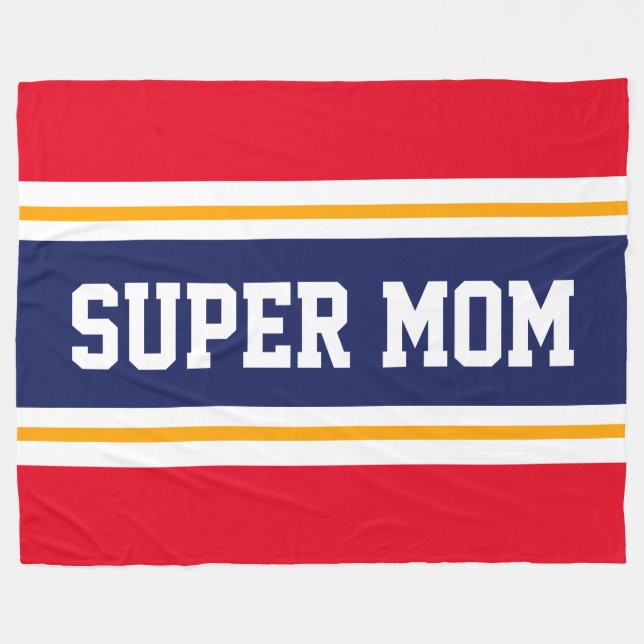 Cobertor De Velo SUPER MOM Brilhante Vermelho Branco Marinho Azul B (Frente (Horizontal))