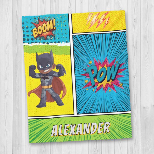 Cobertor De Velo Superhero Boys Custom Name Blanket Personalised (Criador carregado)
