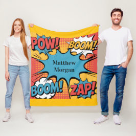 Cobertor De Velo Superhero Comic Book Pop Art Boy Birthday Gift