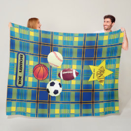Cobertor De Velo Superstar Tartan Azul Amarelo