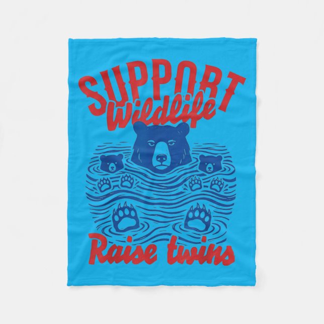 Cobertor De Velo Support Wildlife Raise Twins Funny Mama Bear (Frente)