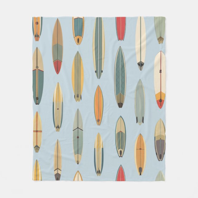 Cobertor De Velo Surf Life - Retro Coastal Blue Surfboard Print (Frente)
