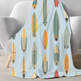 Cobertor De Velo Surf Life | Retro Coastal Blue Surfboard Print