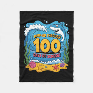 Cobertor De Velo Surfeou 100 Dias De Escola Tubarão Engraçado