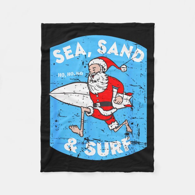 Cobertor De Velo Surfing Santa - Christmas Surfboarding Santa Claus (Frente)