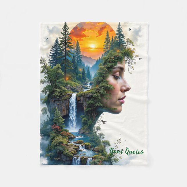 Cobertor De Velo Surreal Nature Portrait Woman Sunset Waterfall (Frente)