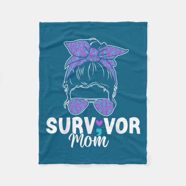 Cobertor De Velo Survivor Mom - Semicolon Suicide Prevention Awaren (Frente)
