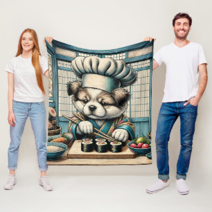 Cobertor De Velo Sushi Chef Puppy Adorável