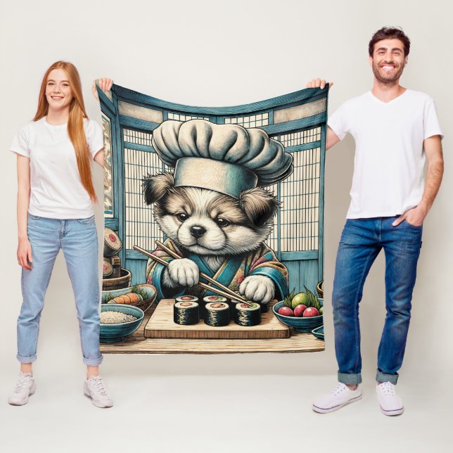 Cobertor De Velo Sushi Chef Puppy Adorável (In Situ)
