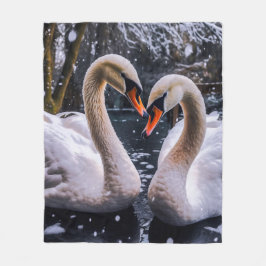 Cobertor De Velo Swans Românticos em uma Terra Maravilha de inverno