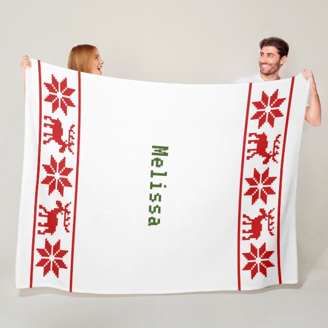 Cobertor De Velo Sweater parece branco, Red Stars Reindeed Natal (In Situ)