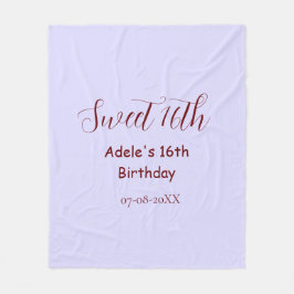Cobertor De Velo Sweet 16th birthday purple pastel mauve retro name