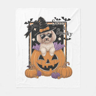 Cobertor De Velo Sweet and Spooky Poodle and Pumpkin